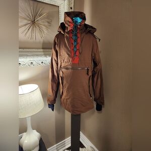 Women's Airblaster Brown Hooded Pullover Ski/Snowboard Jacket Size Small